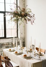 Image 16 - Minimal + simple wedding inspiration – hanging floral centerpiece, donut cake + stunning haley paige gown! in Styled Shoots.