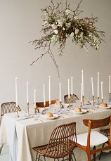 Image 18 - Minimal + simple wedding inspiration – hanging floral centerpiece, donut cake + stunning haley paige gown! in Styled Shoots.